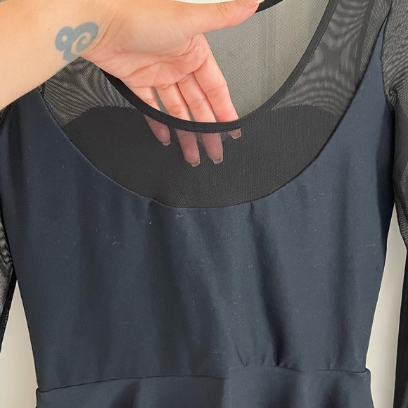 Black Mesh and Sequin Long Sleeve Top - Picture 4 of 5